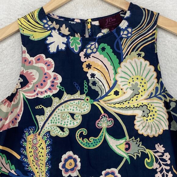J.CREW LIBERTY PRINT Tank Top Womens 0 Sleeveless Tank Floral Paisley Shell Blue - Picture 4 of 10